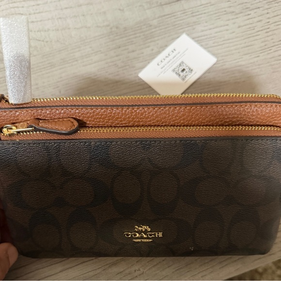 Coach Signature Brown and Tan Wristlet - Picture 6 of 8